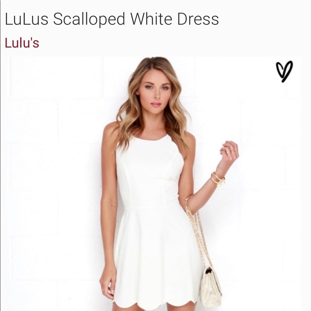 LuLus White Scalloped Skater Dress